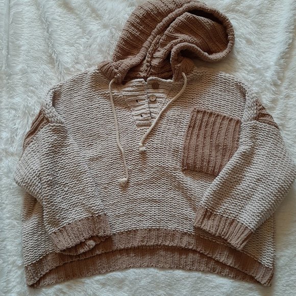 POL Sweaters - POL Chunky Chenille Hooded Pullover (Size Small)